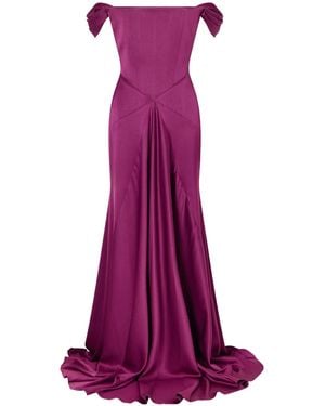 Alex Perry Waistcinched Splicedhem Dress - Purple