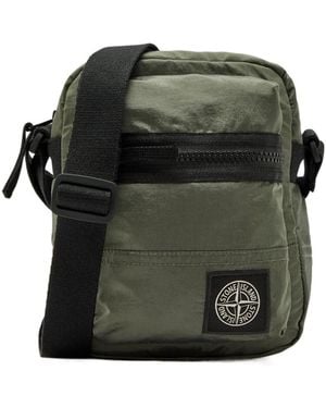 Stone Island Logo-Appliquéd Nylon Pouch Bag - Green