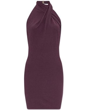 Balmain Draped Backless Mini Dress - Purple