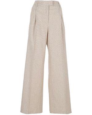 Pt Pantaloni Pleated Wide-Leg Trousers - Natural