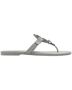 Tory Burch Miller Logo-Plaque Sandals - Metallic