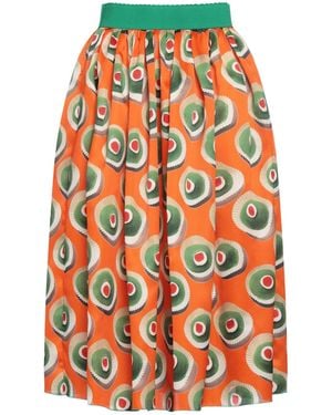 Dolce & Gabbana Colourful Satin A-Line Skirt - Orange