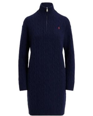 Polo Ralph Lauren Cable Knit Zip Mini Dress - Blue