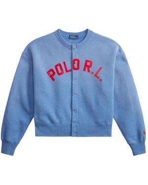 Polo Ralph Lauren Logo-Print Press-Stud Cardigan - Blue