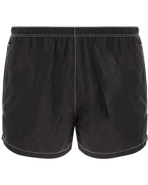 Prada Logo Plaque Swim Shorts - Black