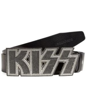DSquared² Rhinestone-Embellished Buckle Belt - White