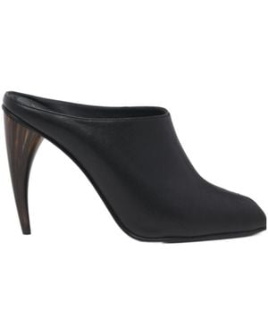 McQueen Horn Heel Mule - Black