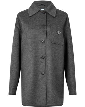 Prada Wool And Cashmere Blended Coat - Gray