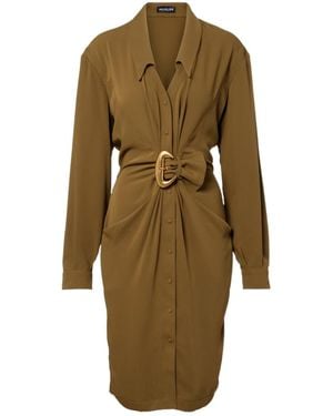 Mugler Cowboy Crepe Shirtdress - Green