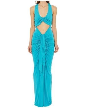 Christopher Esber Vivenda Draped Cut-Out Dress - Blue