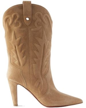 Christian Louboutin Suede Knee Boots - Brown