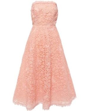 Carolina Herrera Strapless Guipure Lace Midi Dress - Pink