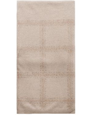 Brunello Cucinelli Sequined Checked Wool, Cashmere And Silk-Blend Scarf - Natural