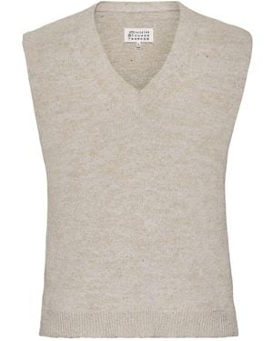Maison Margiela V-Neck Knitted Vest - White