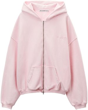 Alexander Wang Logo-Detail Zip-Up Hoodie - Pink