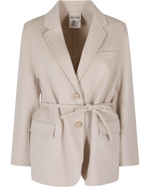 Semicouture Belted Wool Coat - Natural