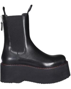 R13 Logo Zipper Boots - Black