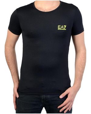 EA7 Logo T-Shirt With Round Neck - Black