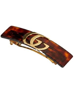 Gucci Hair Clip With Double G - Brown