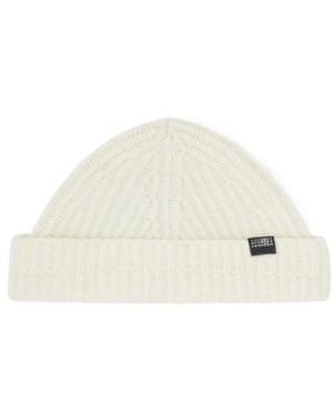 MM6 by Maison Margiela Logo Patch Ribbed Beanie - White