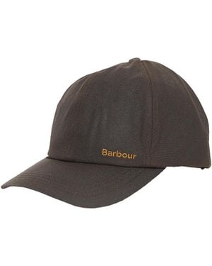 Barbour Dark Waxed Cotton Baseball Cap - Brown