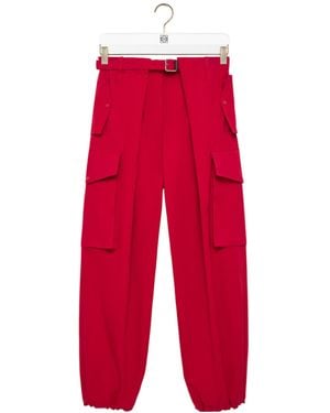 Loewe Belted Cargo Trousers - Red