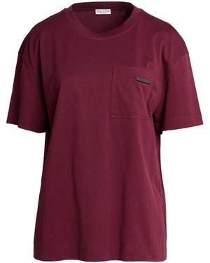 Brunello Cucinelli Plain Color T-Shirts - Red