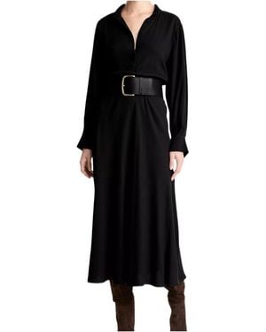 Vince Button Long-Sleeve Dress - Black