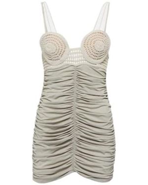 Magda Butrym Ruched Crochet And Jersey Minidress - Grey
