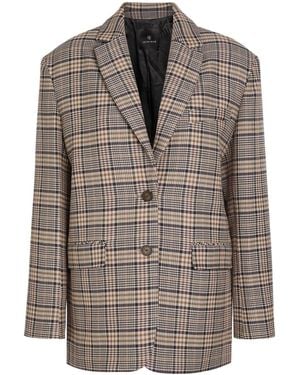 Anine Bing Loose Checkered Suit Jacket - Brown