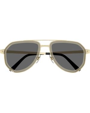 Cartier Geometric Aviator Sunglasses - Metallic