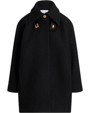 Patou Long-Sleeved Wide-Collar Coat - Black