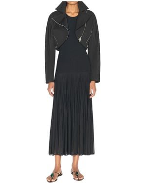 Alaïa Alaïa Cropped Poplin Biker Jacket - Black