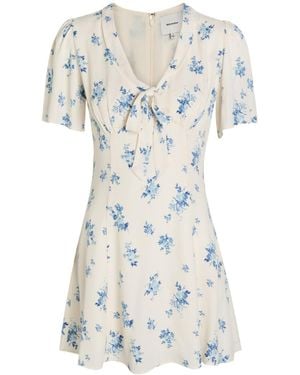 Reformation Tyra Floral-Print Crepe Mini Dress - White