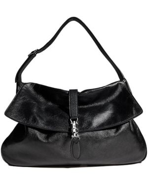 Gucci Large Crossbody Bag With Piston Closure - Black