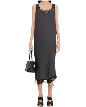 MM6 by Maison Margiela Mirrored Lace Slip Dress - Black