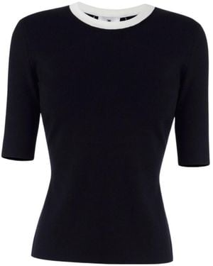 Elisabetta Franchi Top, Three-Quarter Sleeve, -Cream Viscose Tops - Black