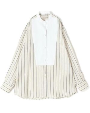 Stella McCartney Curved Hem Paneled Striped Shirt - White