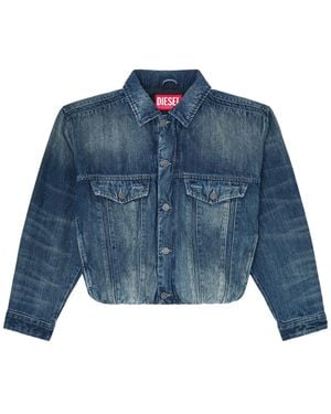 DIESEL Elasticated Trucker Denim Jacket - Blue