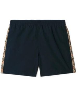 Burberry Check Trim Swim Shorts - Blue