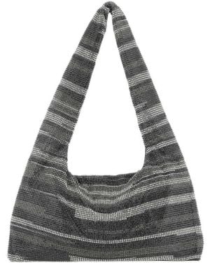 Kara Armpit Embellished Mesh Tote Bag - Grey