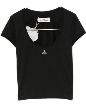 Tシャツ・カットソー VIVIENNE WESTWOOD Woman T-Shirt Black 3G01003GJ001M N401 Vivienne Westwood - Cotton crew-neck T-shirt black - The Corner