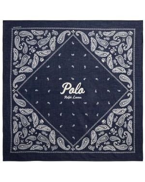 Polo Ralph Lauren Paisley Logo Bandana Scarf - Blue