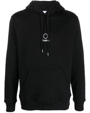 Etudes Studio Logo Embroidered Drawstring Hoodie - Black