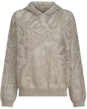 Brunello Cucinelli Sequin-Detail Hoodie - Grey