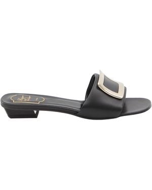 Roger Vivier Logo-Engraved Open-Toe Mules - White