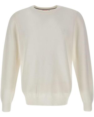Sun 68 Honeycomb Crew Neck Knitted Jumper - White