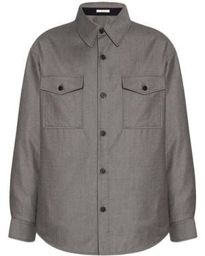 The Row Dashiell Shirt In Virgin Wool - Grey
