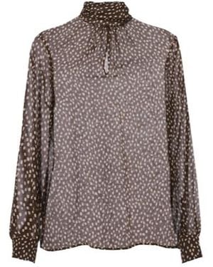 Nili Lotan Remie Polka-Dot Silk Chiffon Blouse - Brown