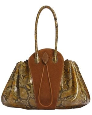 Marni Large Python-Print Shoulder Bag - Brown